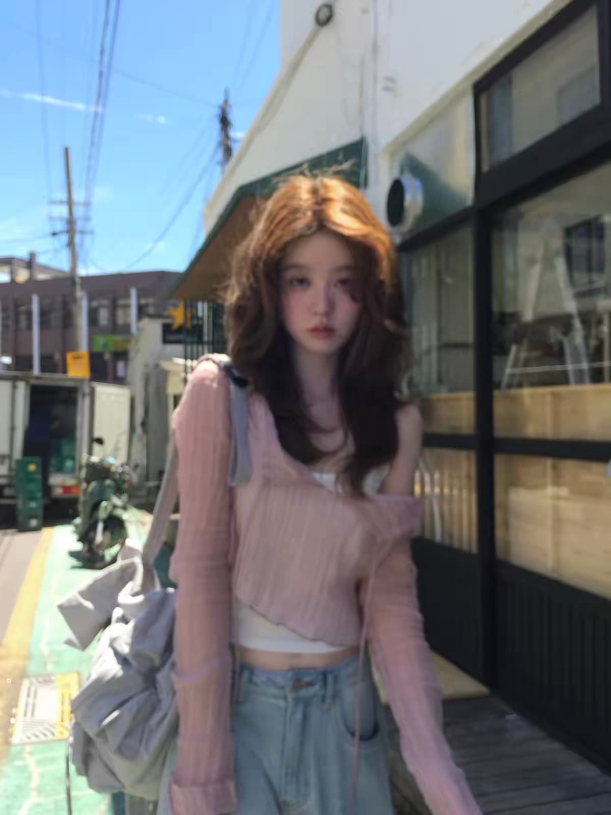 한 부서 순수한 욕망 바람 사실 투피스 세트 맨위 여성 이른 가을 분위기 센스 달콤한 자매 느슨함 센스 스택 착용 긴팔 슬립 세트 이미지 3