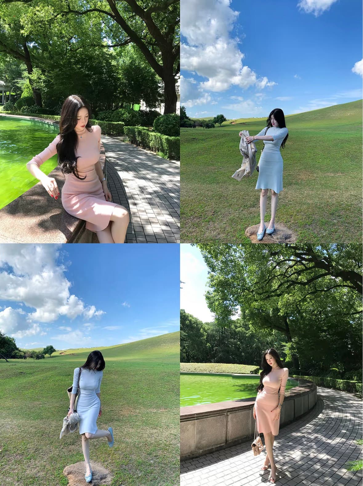 farte shop 하트 비트 라이 경기 서울 모직물 티셔츠 스트레이트 반 스커트 두 조각 여성 세트 봄 가을 세트 상세 이미지 1