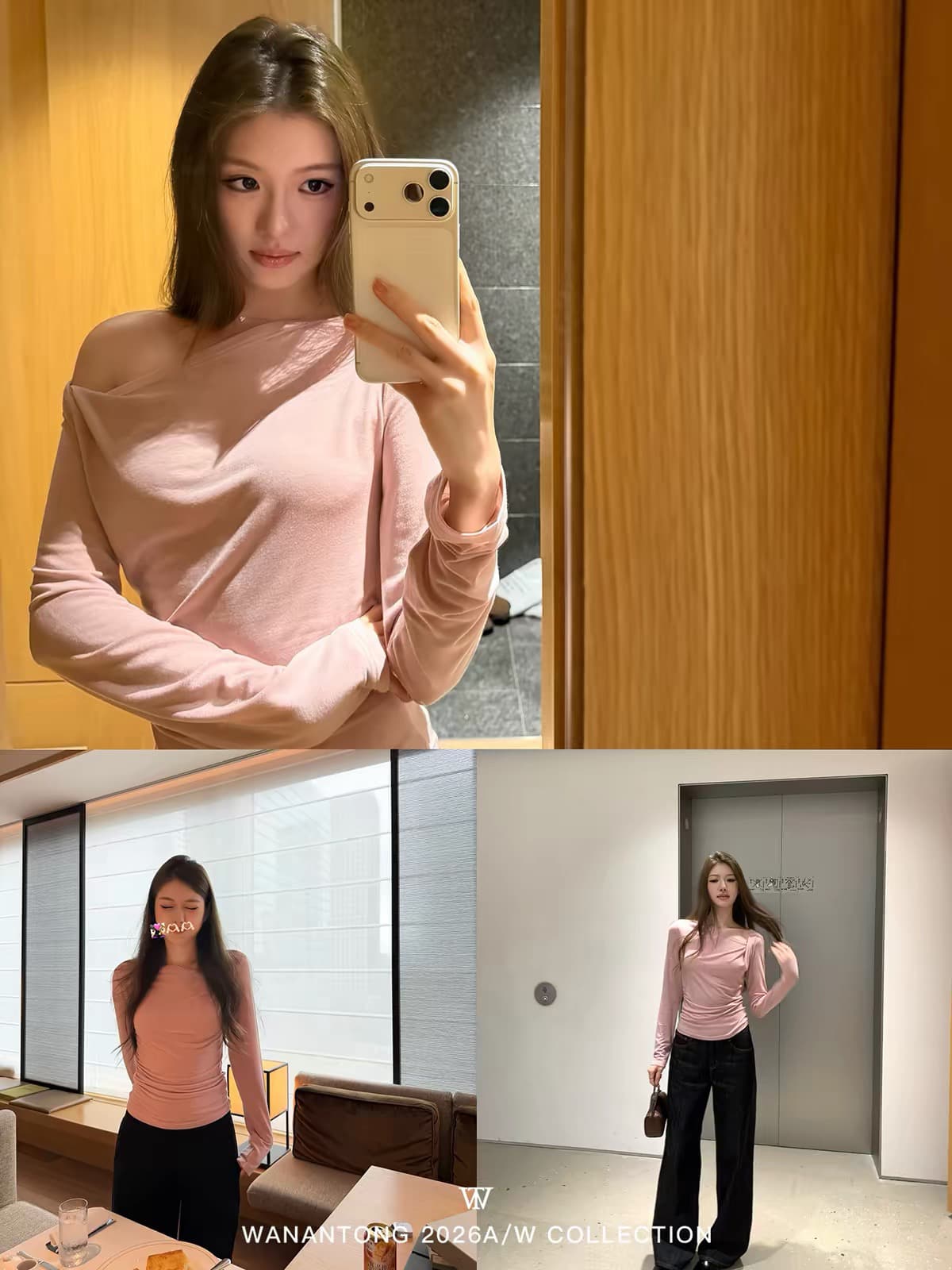 wanantong 라이 경기 서울 양모 세 착용 칼라 트위스트 만나는 쉬운 아름다운 슈퍼 슬림해 보이는 가을 여성 상세 이미지 4