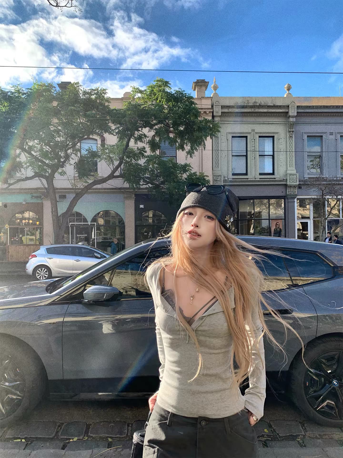 ceezzzi 우유 푸 헨리 tee 프린트 긴팔 티셔츠 여성 몸매 가꾸기 슬림해 보이는 디자인 센스 기본 셔츠 맨위 이미지 2