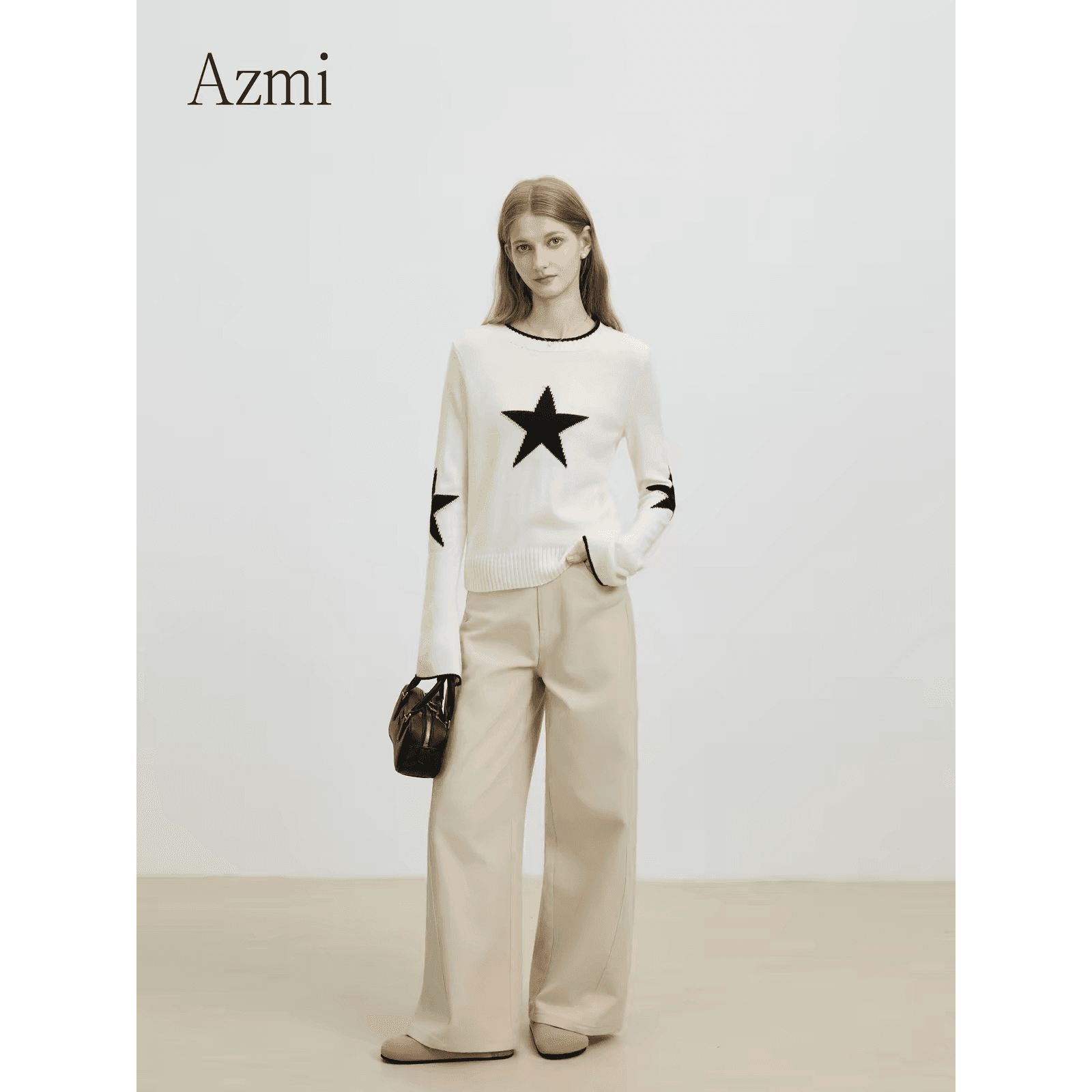 azmi 작은 대중 디자인 라운드 넥 스웨터 여자 가을 겨울 2026 새로운 루즈핏 슬림해 보이는 캐주얼 다용도 니트 스웨터 맨위 이미지 5