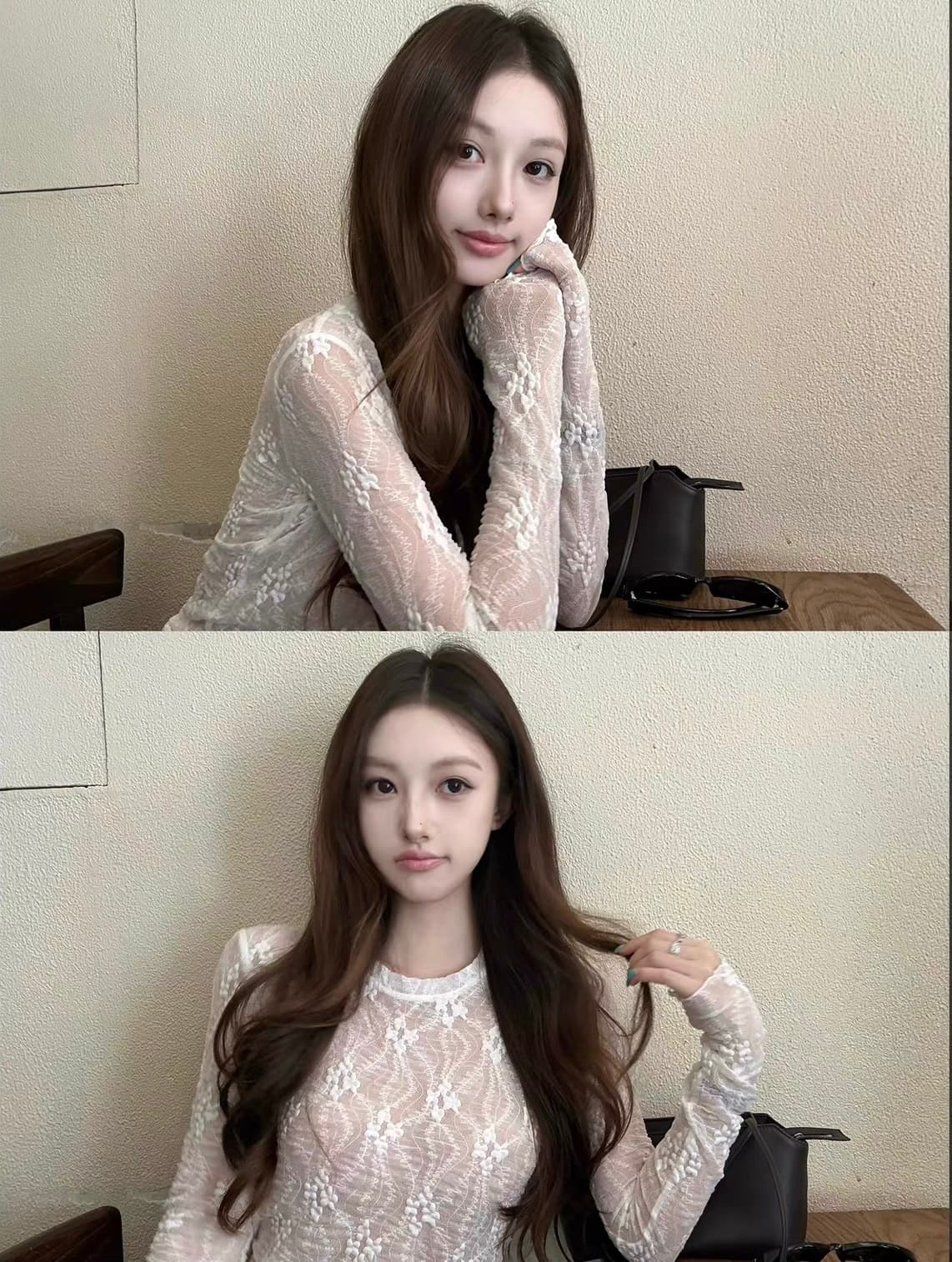 밤나무 코코아 bankelili 한국 유럽 니켈 호흡 센스 레이스 얇은 부드러운 통기성 느슨함 라운드 넥 맨위 여성