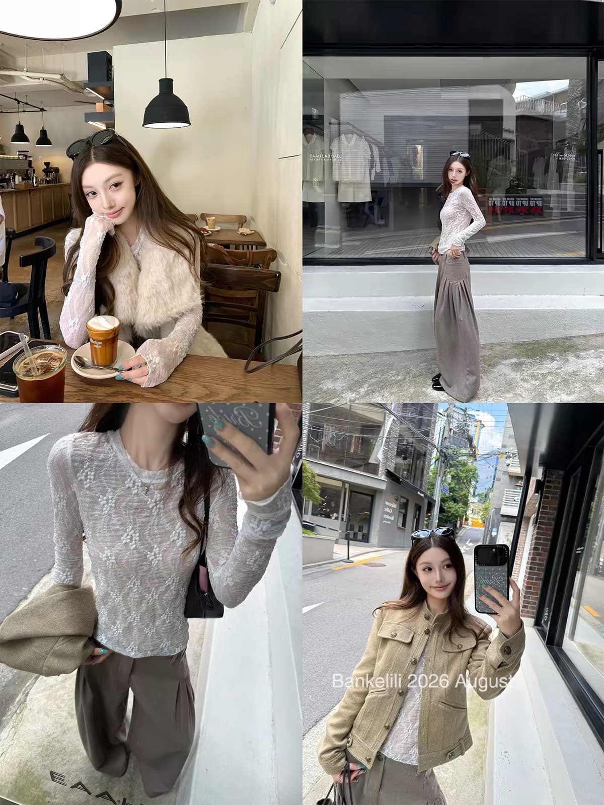 밤나무 코코아 bankelili 한국 유럽 니켈 호흡 센스 레이스 얇은 부드러운 통기성 느슨함 라운드 넥 맨위 여성 상세 이미지 4