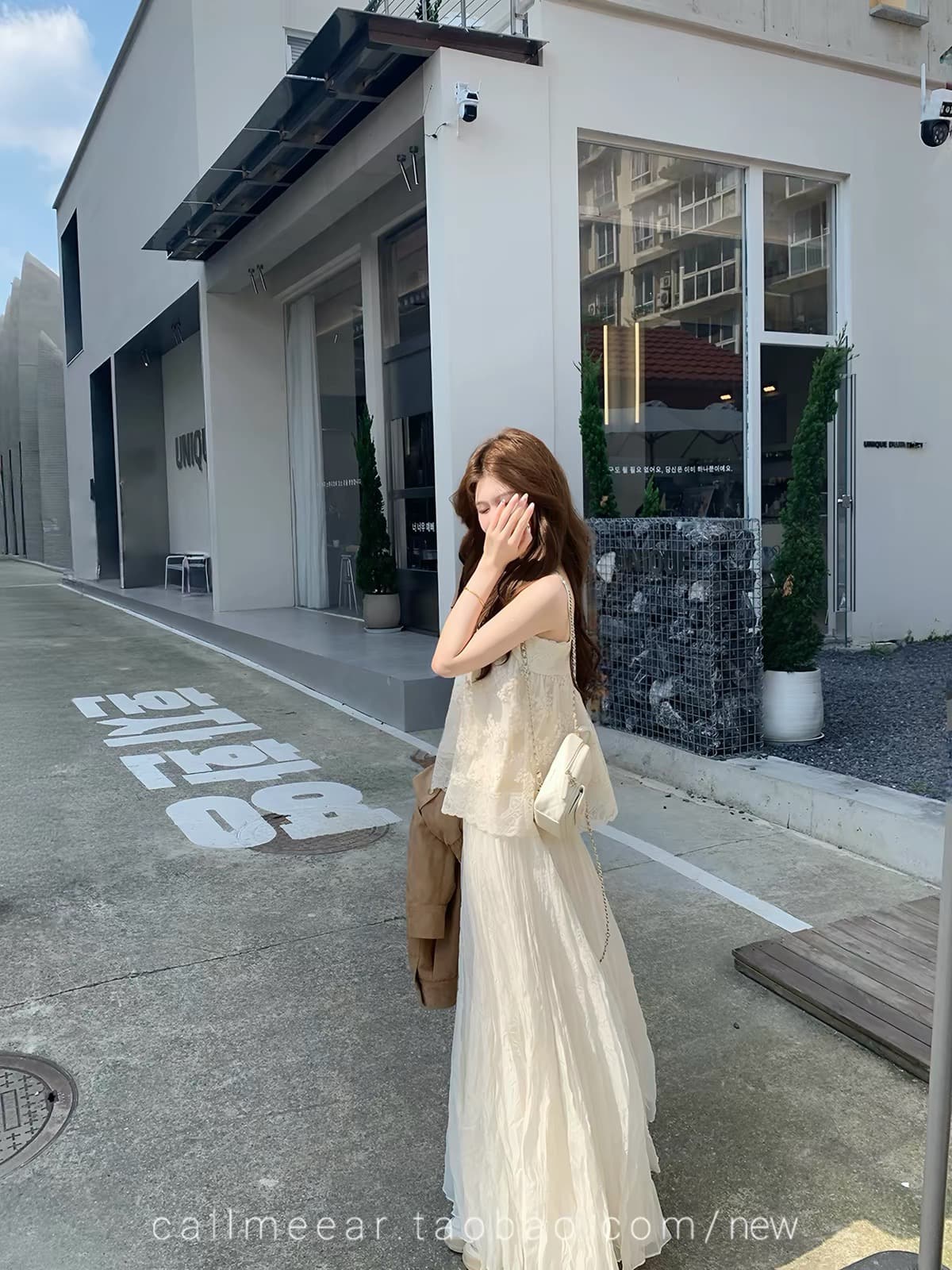 callmeear 달콤한 새싹 诗行 레이스 레이스 캐미솔 이른 가을 루즈핏 순수한 욕망 맨위 이미지 3