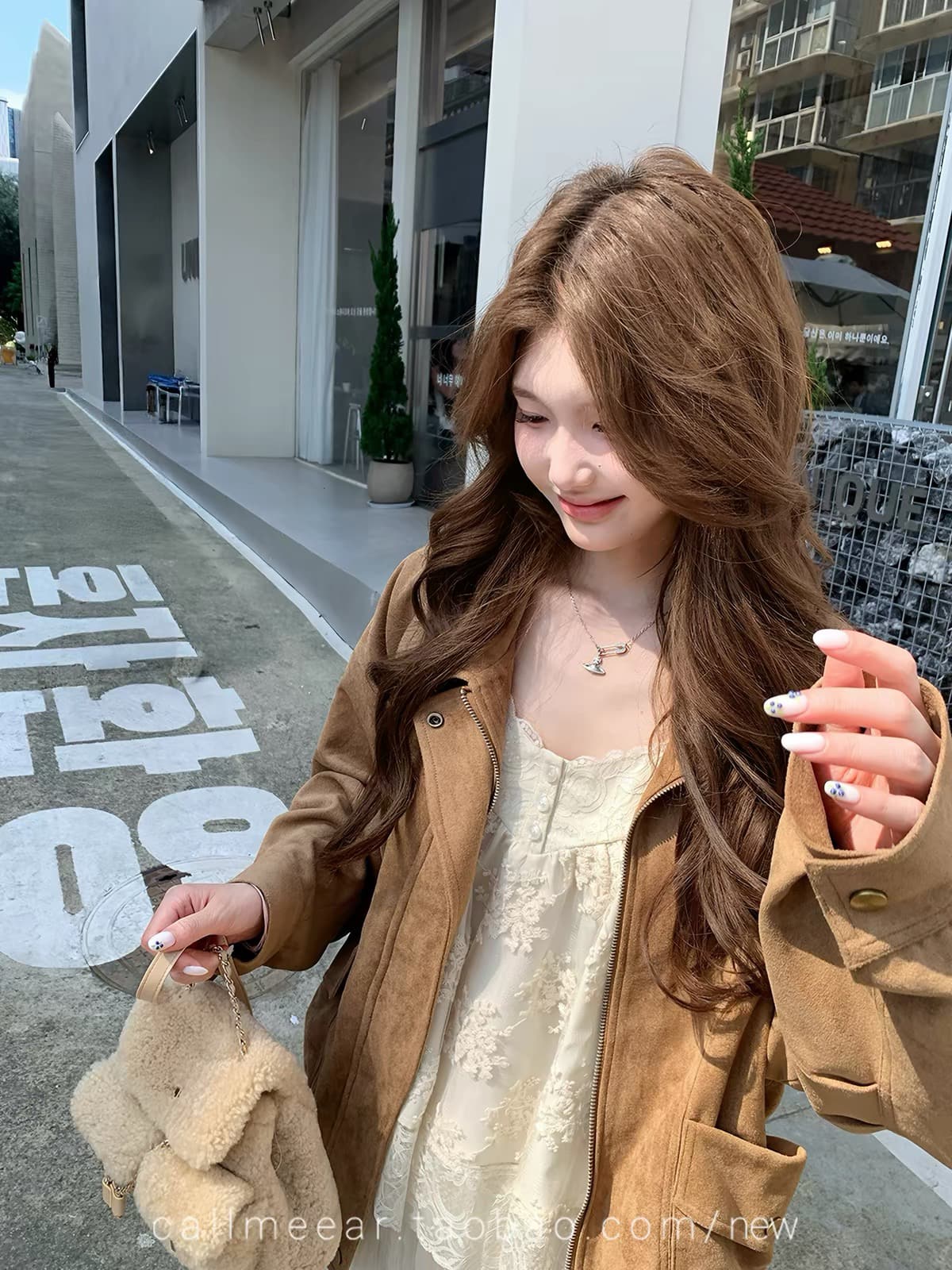 callmeear 달콤한 새싹 诗行 레이스 레이스 캐미솔 이른 가을 루즈핏 순수한 욕망 맨위 이미지 4
