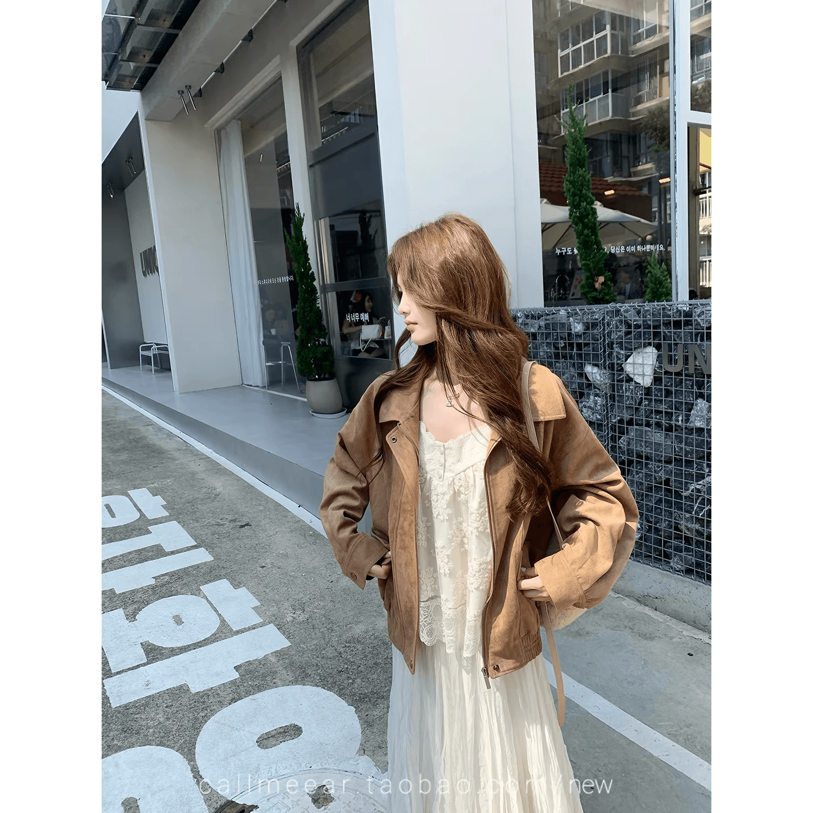 callmeear 달콤한 새싹 诗行 레이스 레이스 캐미솔 이른 가을 루즈핏 순수한 욕망 맨위 이미지 5