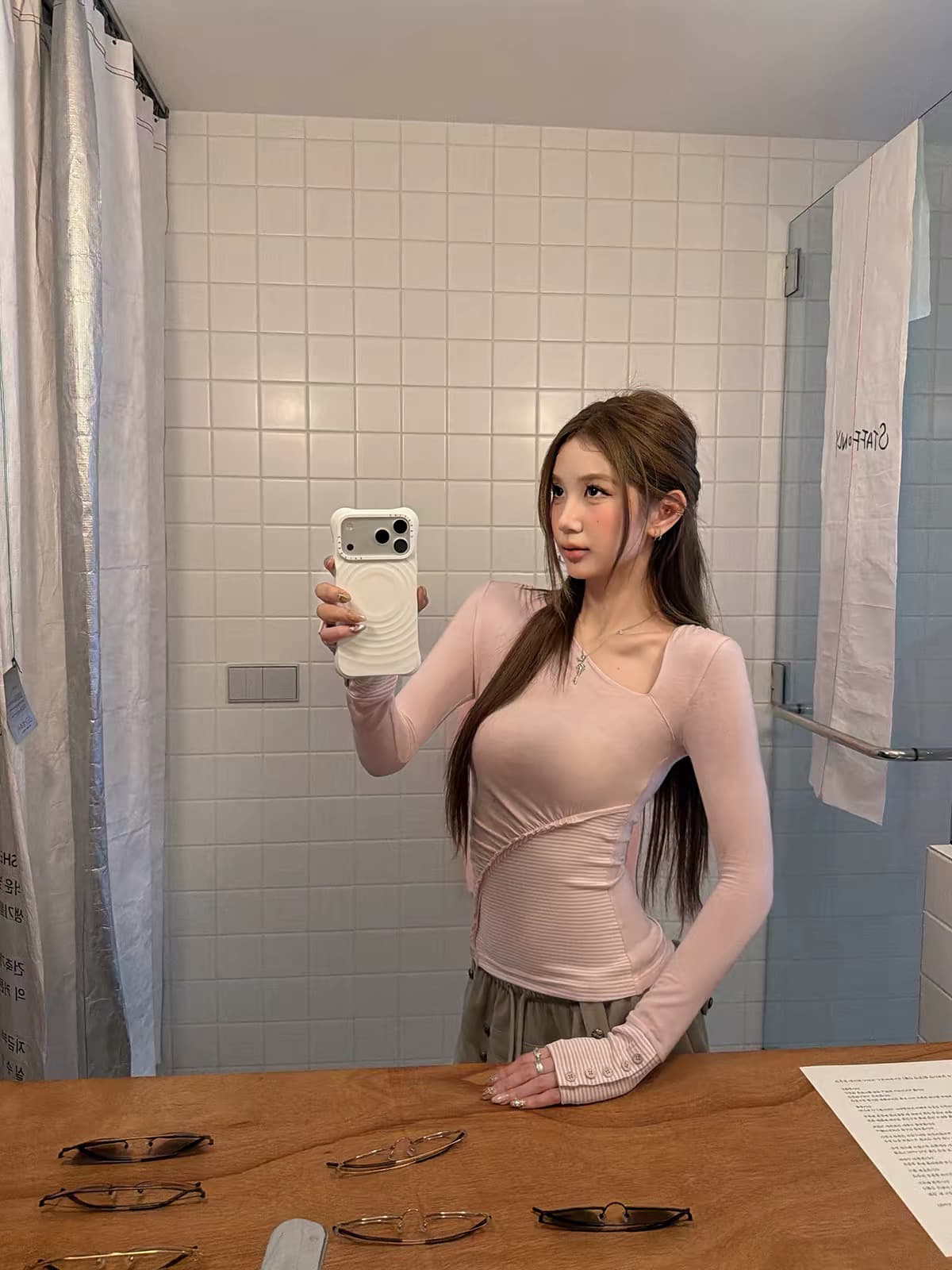 tongiiuu girlsdaily 디자인 센스 스트라이프 패치워크 기본 셔츠 여성 몸매 가꾸기 인사이드 가져 가라. 티셔츠 맨위 가을 상세 이미지 5