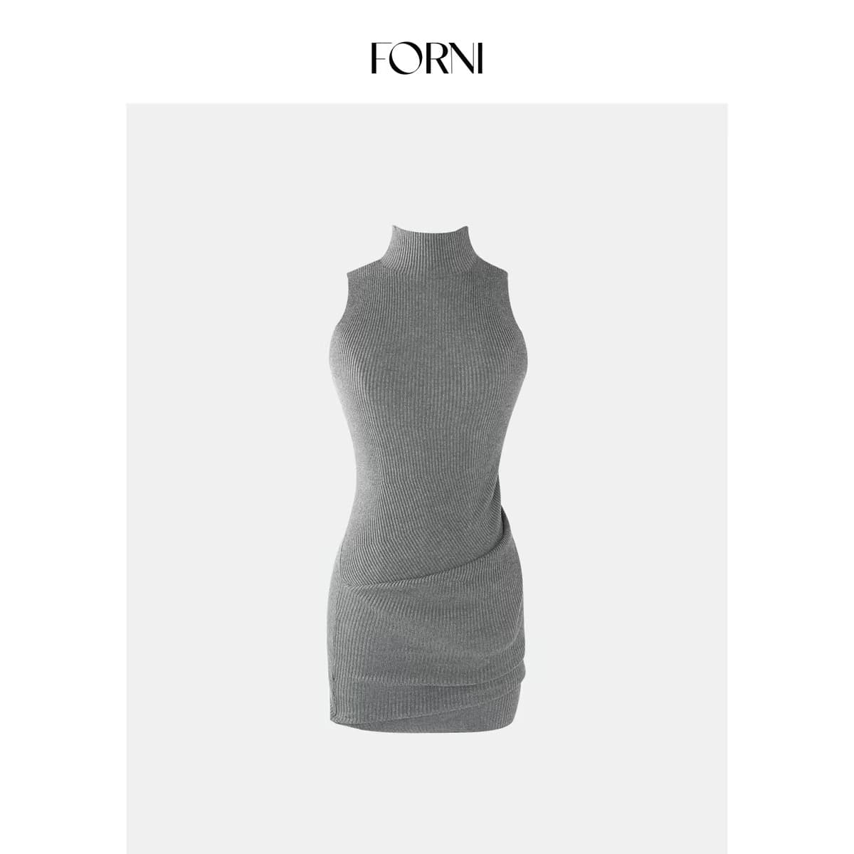forni yoyo 콩 주머니 ai 치마 품격 터틀넥 구덩이 기사 몸매 가꾸기 슬림해 보이는 니트 민소매 드레스 이미지 3