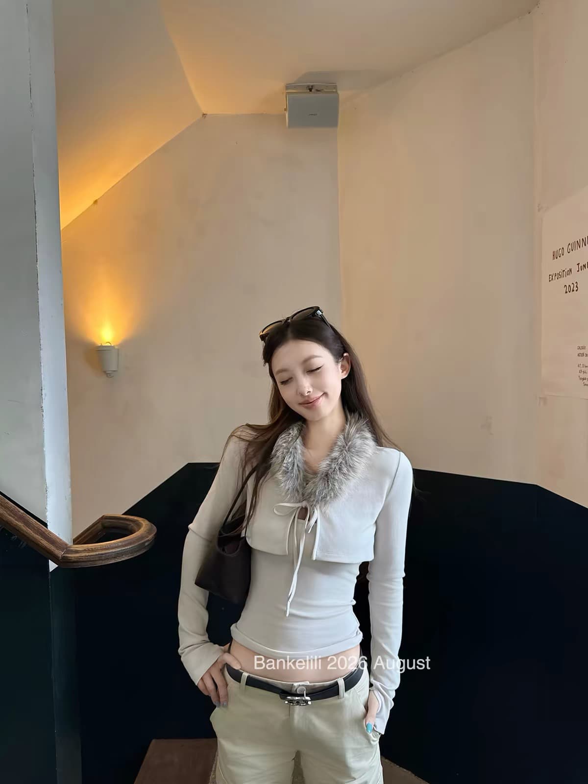밤나무 코코아 bankelili 교토 아름다움 나이 한 부서 모피 칼라 오픈 가디건 슬립 사실 투피스 세트 몸매 가꾸기 긴팔 이미지 2