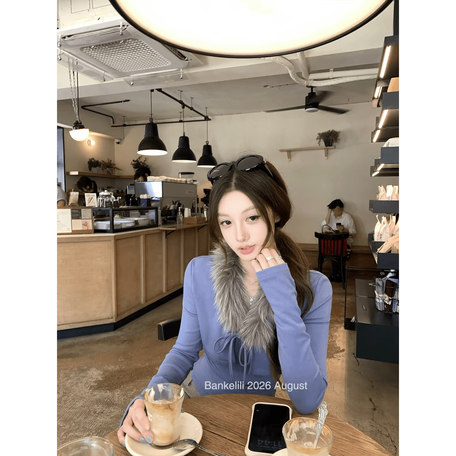 밤나무 코코아 bankelili 교토 아름다움 나이 한 부서 모피 칼라 오픈 가디건 슬립 사실 투피스 세트 몸매 가꾸기 긴팔 이미지 5