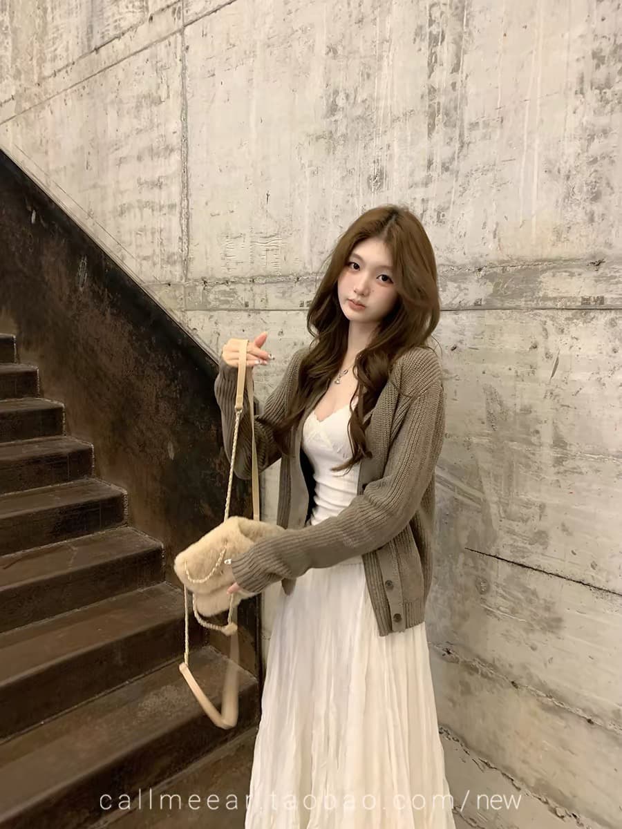 callmeear 榛 과일 소나무 숲 다용도 니트 오픈 가디건 여성 이른 가을 새로운 루즈핏 스웨터 코트 상세 이미지 1