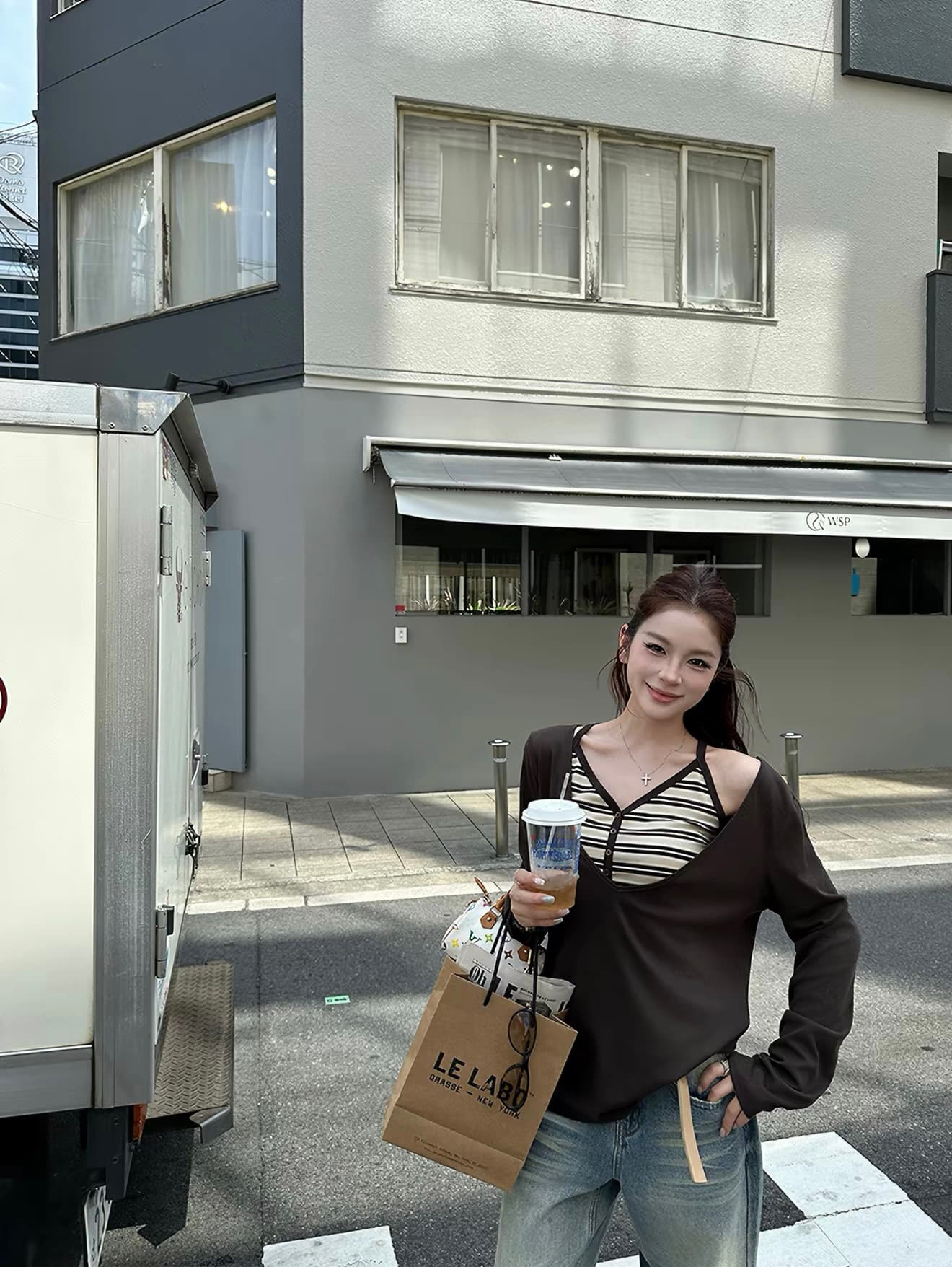 신제품 제한된 시간 95 접기 goo goo eyes 주간 실크 양모 행침 목 슬립 블라우스 투피스 슈트 상세 이미지 1