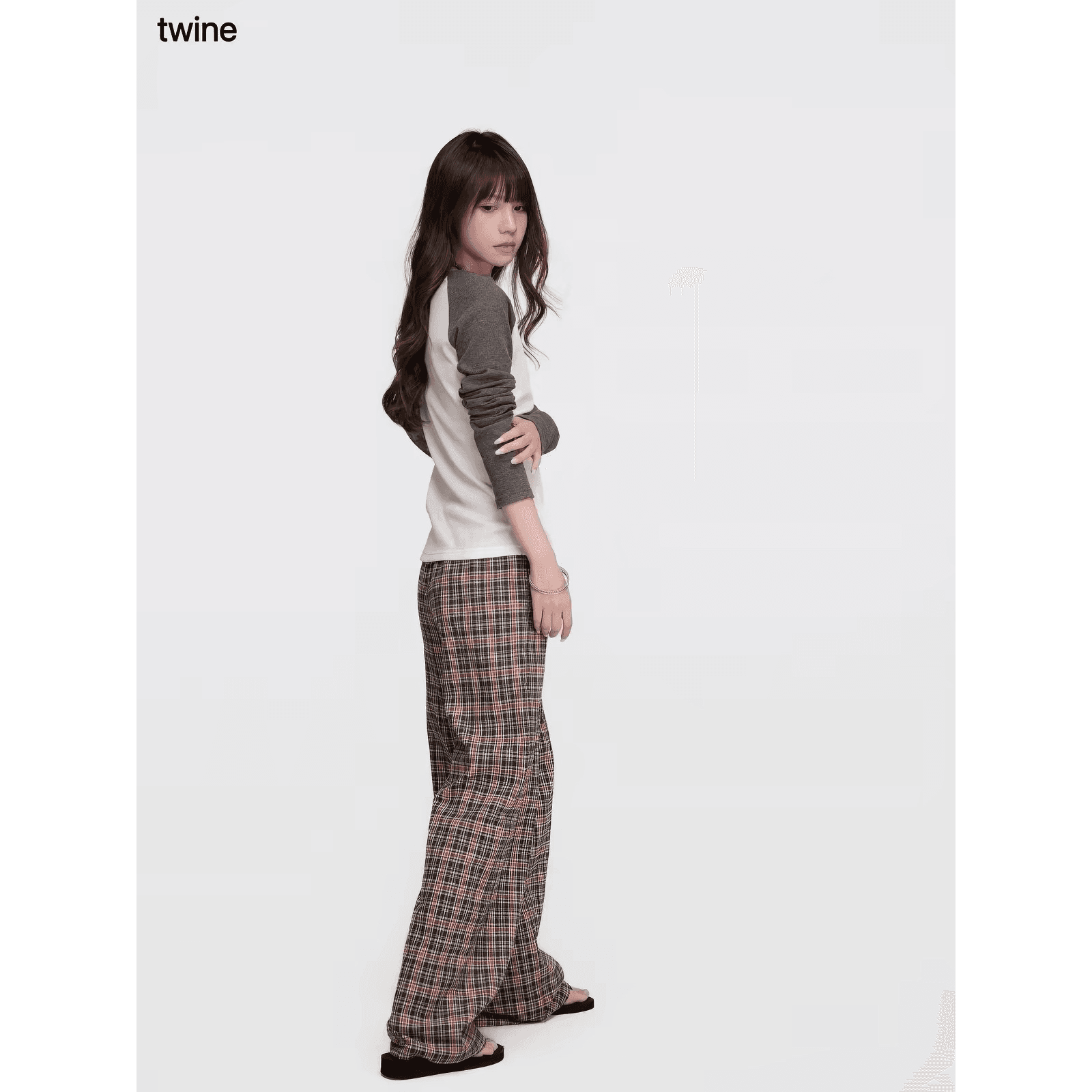 twine 후아 남편 그리드 어두운 회색 패치워크 색상 삽입 어깨 의류 이미지 5