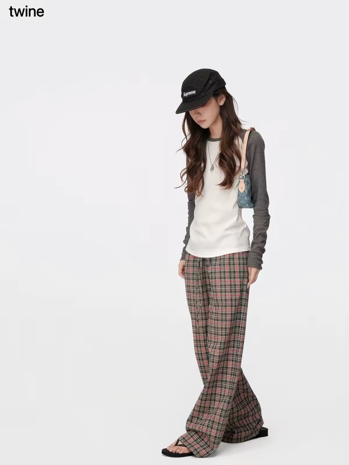 twine 후아 남편 그리드 어두운 회색 패치워크 색상 삽입 어깨 의류 상세 이미지 2