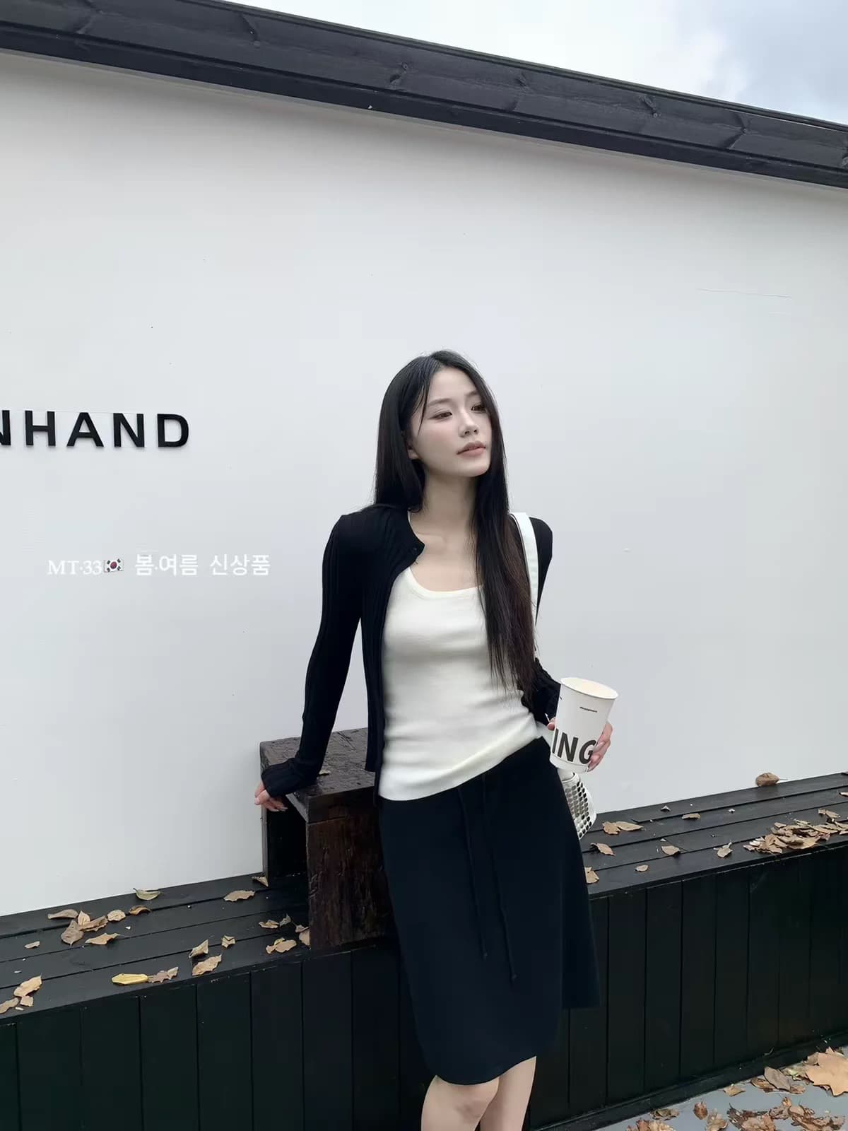 mt 33 한 부서 핫걸 바람 조끼 오픈 가디건 펌프 로프 스트레이트 반신 스커트 여성 26 이른 가을 니트 세 조각 세트 상세 이미지 4