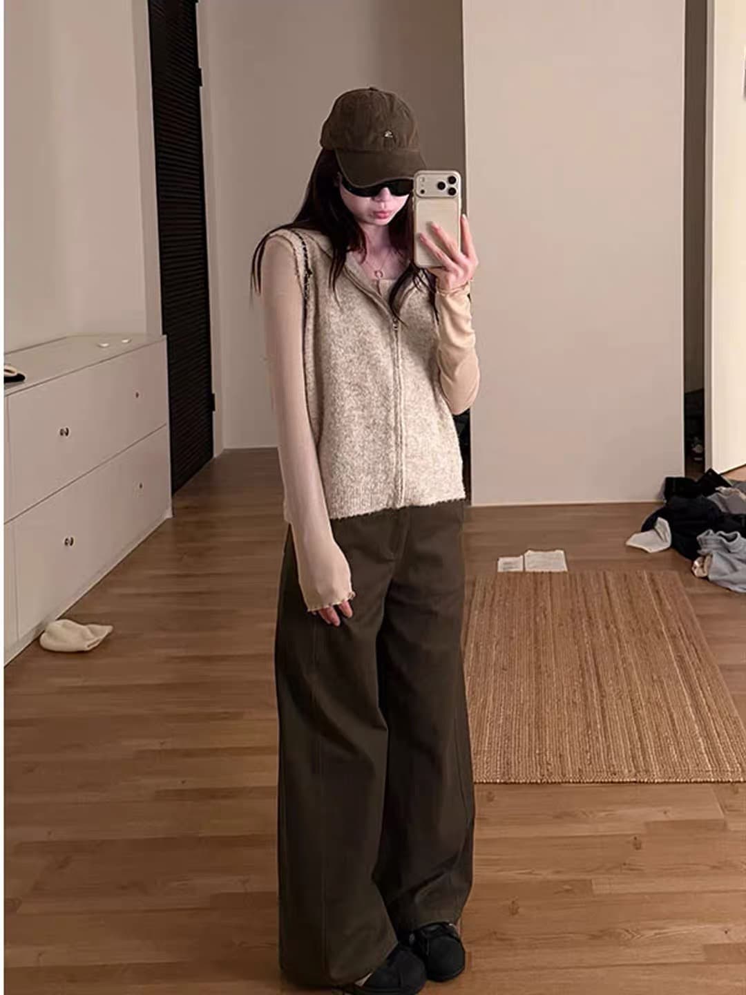 가을 겨울철 새로운 한 부서 후드 스웨터 조끼 여자 작은 대중 튀김 거리 고급 센스 재킷 느슨함 센스 슬림해 보이는 맨위 이미지 3