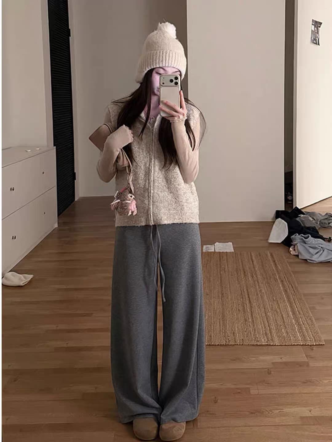 가을 겨울철 새로운 한 부서 후드 스웨터 조끼 여자 작은 대중 튀김 거리 고급 센스 재킷 느슨함 센스 슬림해 보이는 맨위 이미지 4