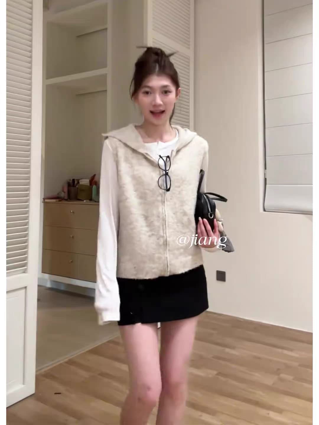 가을 겨울철 새로운 한 부서 후드 스웨터 조끼 여자 작은 대중 튀김 거리 고급 센스 재킷 느슨함 센스 슬림해 보이는 맨위 상세 이미지 5