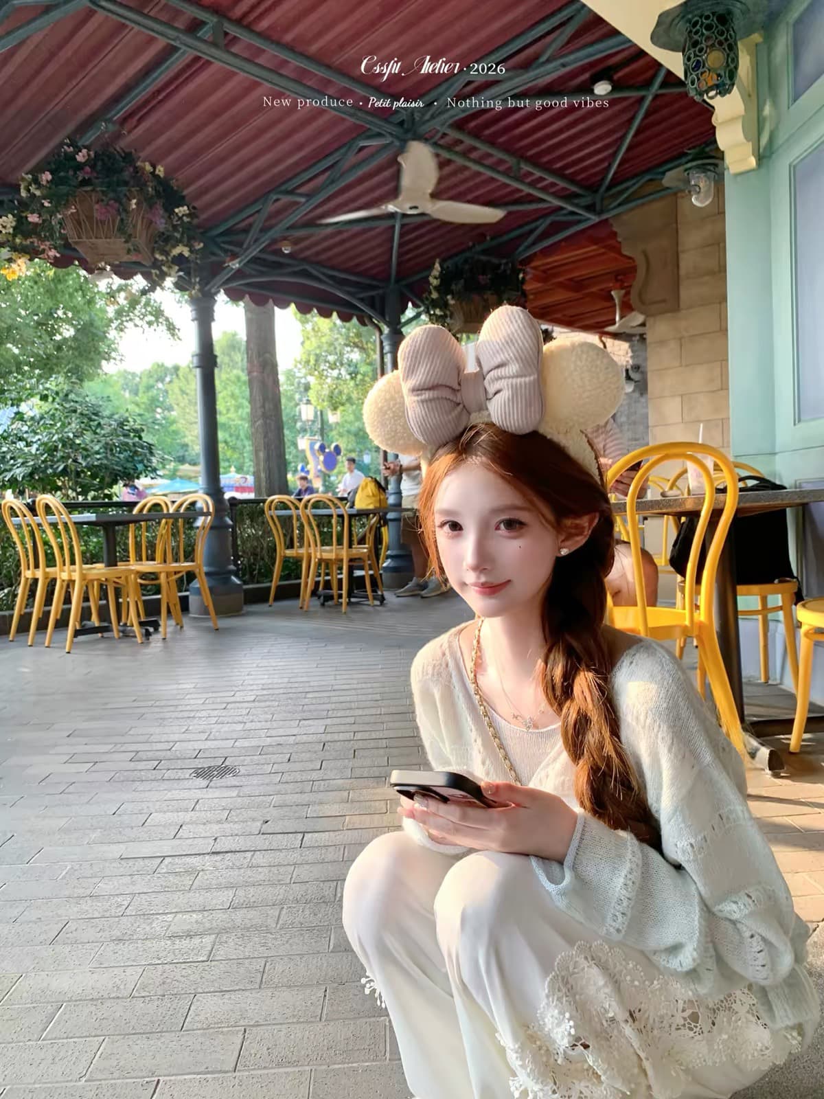 늦게 우산 우산 26 fw 플러시 복숭아 연애 편지 V넥 양모 루즈핏 니트 스웨터 둘 색상 입력 이미지 4