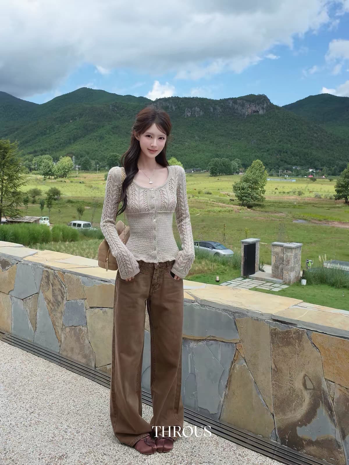 감사합니다. 아니요 고기 라운드 넥 홀로우 아웃 꽈배기 몸매 가꾸기 오픈 가디건 여성 가을 새로운 부드러운 바람 몸매 가꾸기 슬림해 보이는 캐주얼 맨위 이미지 2