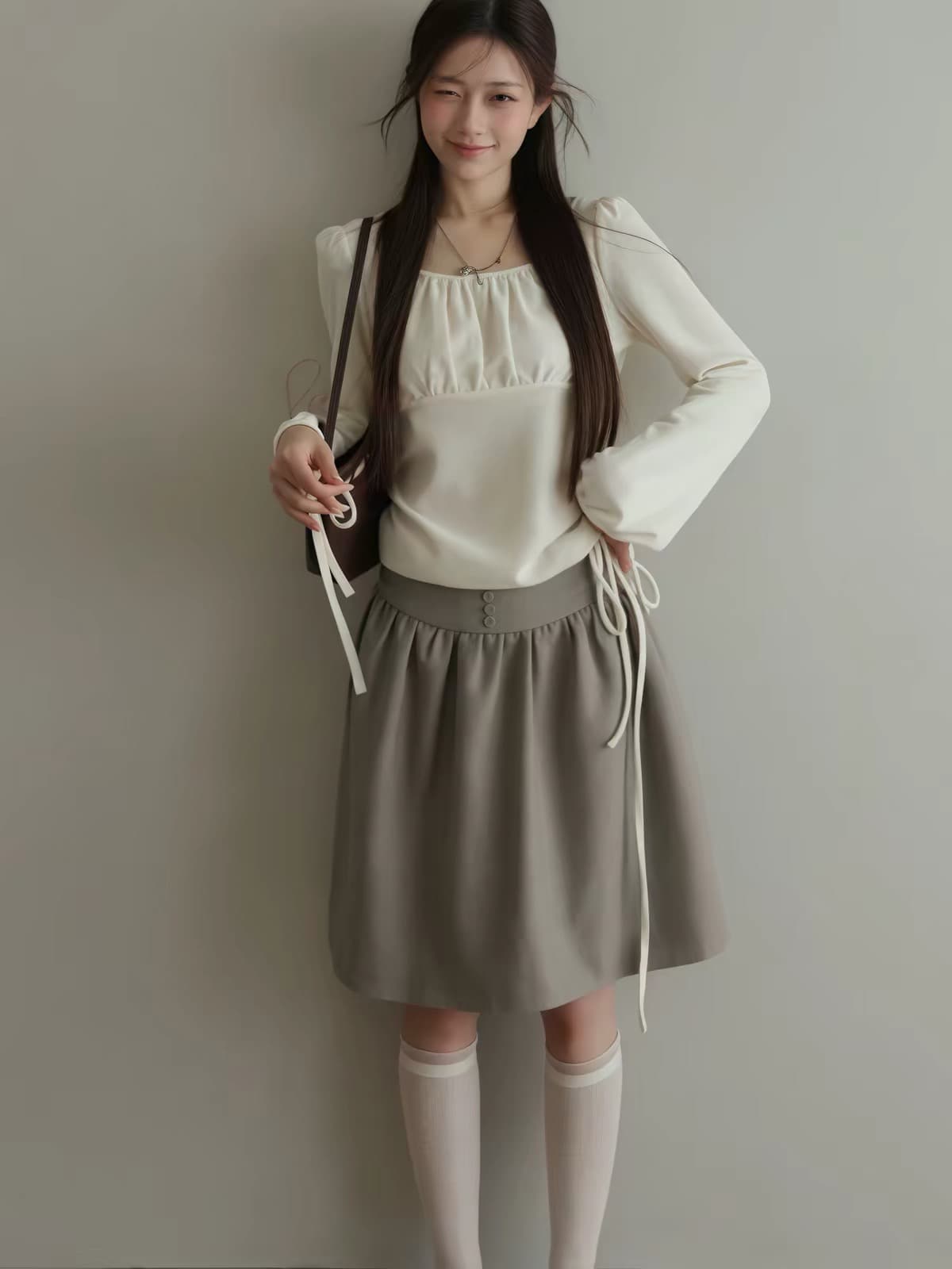 눈 안개 남자 배 pear 오리지널 소녀 센스 작은 대중 느긋한 품격 긴팔 티셔츠 맨위 상세 이미지 2