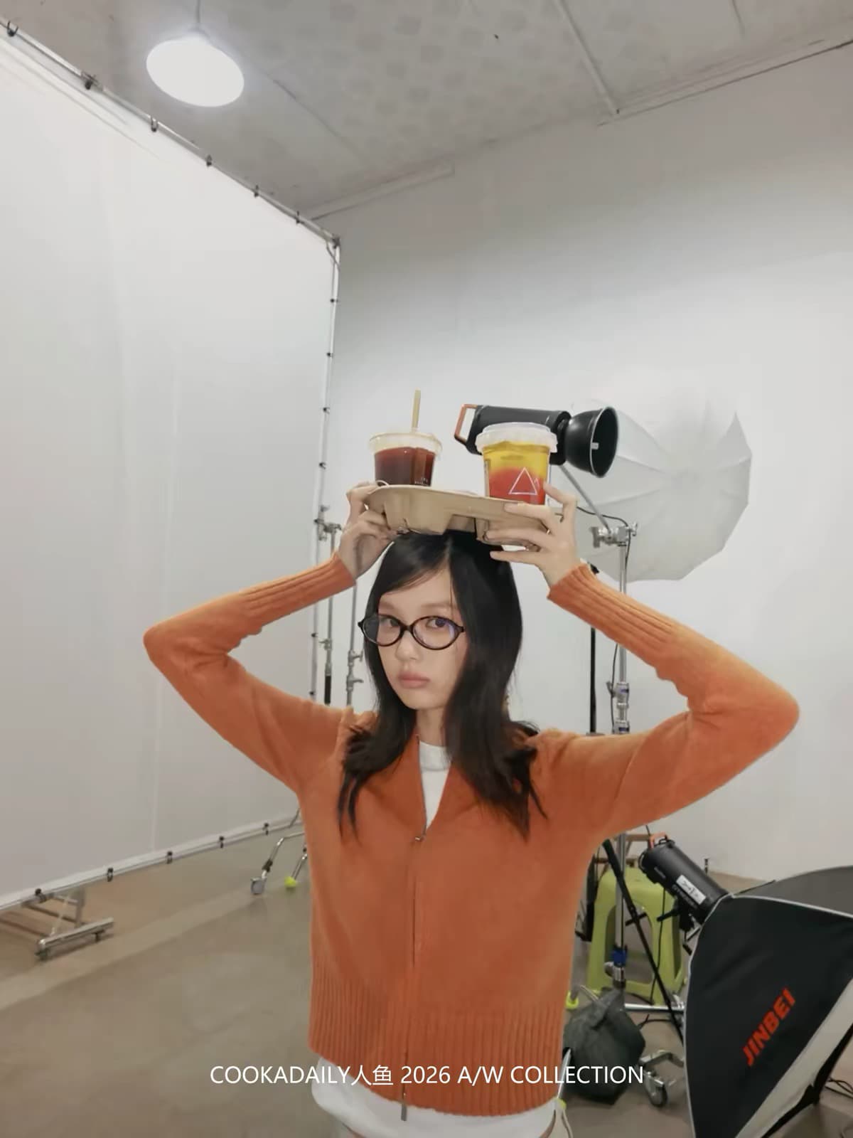 cookadaily 인어 스트라이프 캐주얼 바람 단색 지퍼 후드 니트 슬림해 보이는 플러시 플러시 후드티 재킷 상세 이미지 4