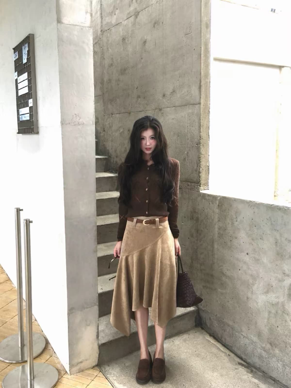 한 번 물고기 적갈색 이른 가을 레트로 링 그리드 자카드 니트 오픈 가디건 여성 몸매 가꾸기 쇼트 스타일 품격 다용도 외출용