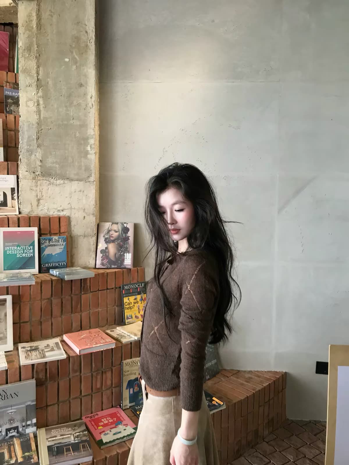 한 번 물고기 적갈색 이른 가을 레트로 링 그리드 자카드 니트 오픈 가디건 여성 몸매 가꾸기 쇼트 스타일 품격 다용도 외출용 상세 이미지 5