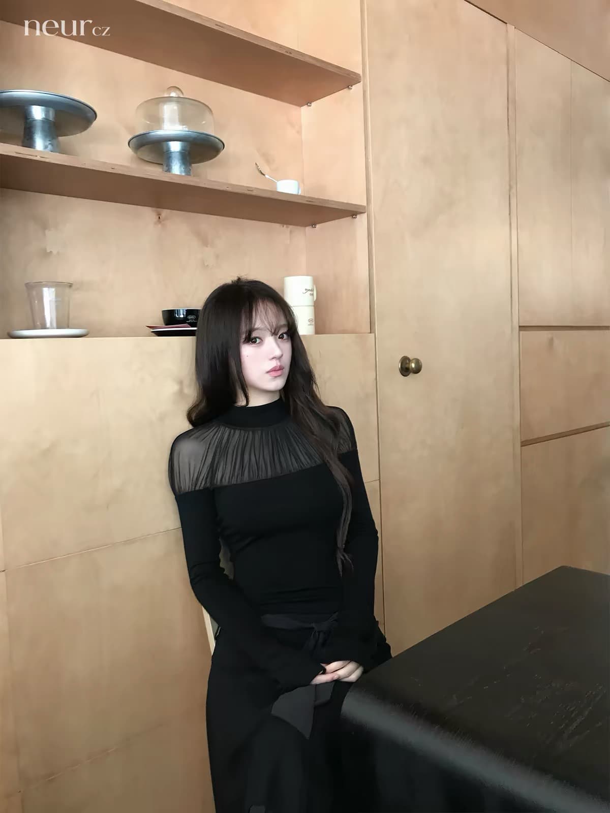 neurcz 주름 반하이넥 슬림해 보이는 긴팔 맨위 여성 가을 망사 패치워크 기본 셔츠 분위기 센스 인사이드 가져 가라.