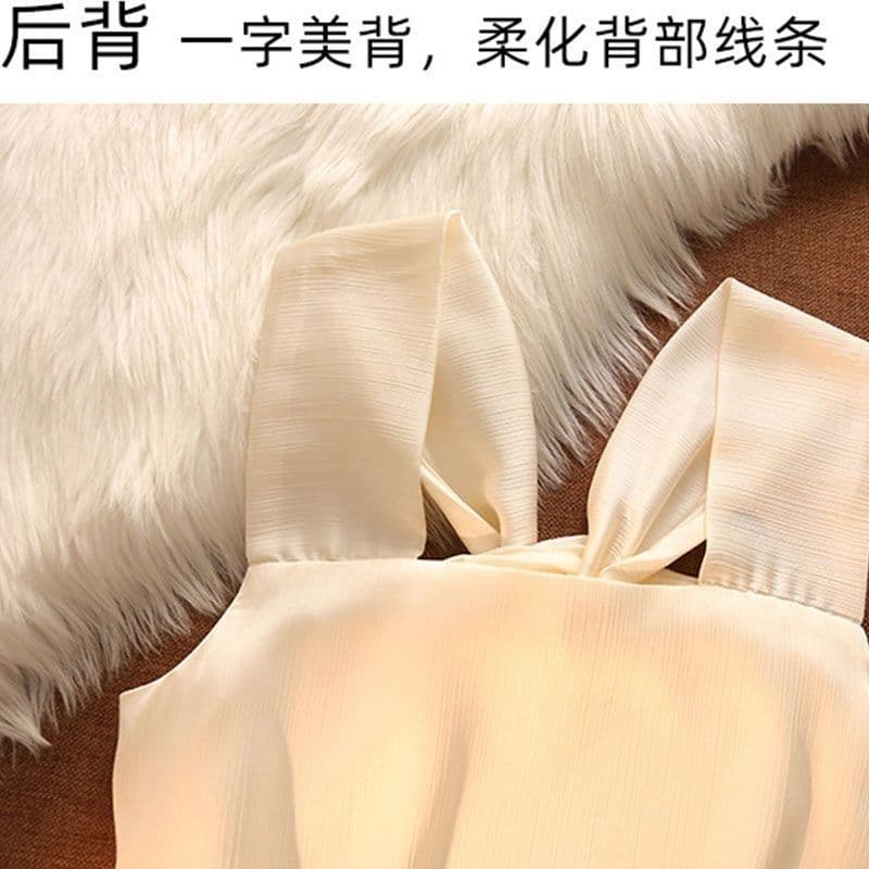 여름 십자가 행침 목 조끼 여성 외출용 섹시함 달콤한 핫걸 슬림해 보이는 인사이드 가져 가라. 오프숄더 민소매 쇼트 스타일 맨위 상세 이미지 4