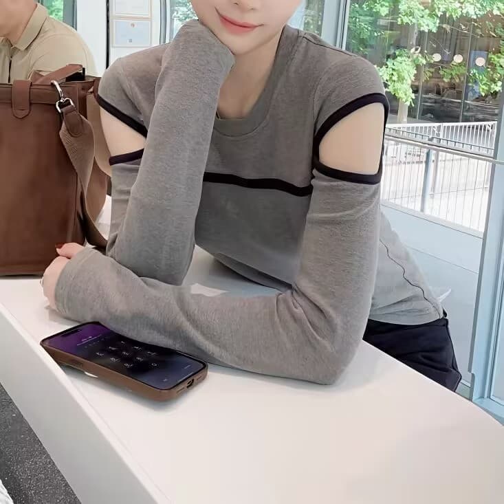 봄 가을 새로운 마이크로 지방 De 플러시 이른 가을 인사이드 가져 가라. 품격 기본 셔츠 디자인 센스 오프숄더 다용도 여성 셔츠 상세 이미지 2