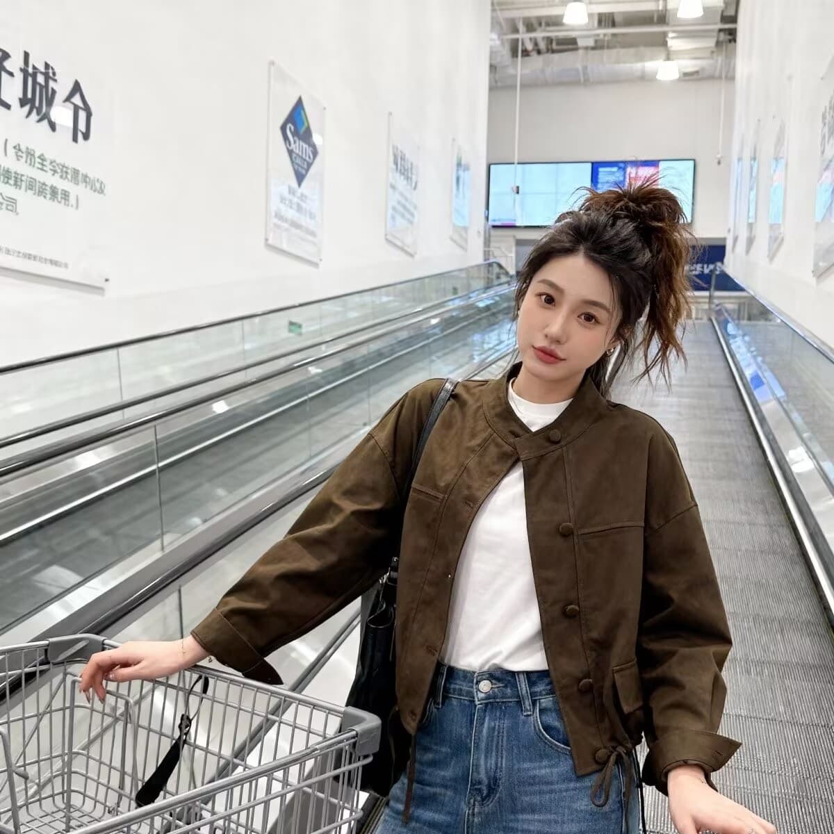 패션 디자인 센스 스탠드 칼라 워크웨어 짧은 여성 코트 봄 가을 인기 슈퍼 잘 생긴 캐주얼 슬림해 보이는 재킷 스택 착용 맨위 상세 이미지 11
