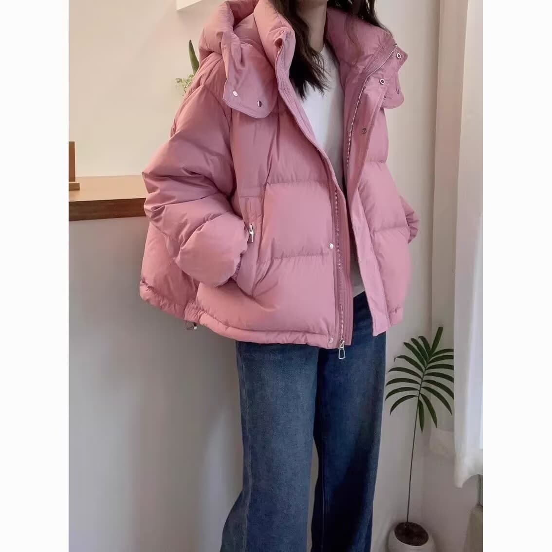 oversize 패딩 재킷 쇼트 스타일 후드 면 옷 면 의류 여성 2026 년 새로운 트렌디 가을 겨울철 재킷 두꺼움 목화 진딧물 상세 이미지 8