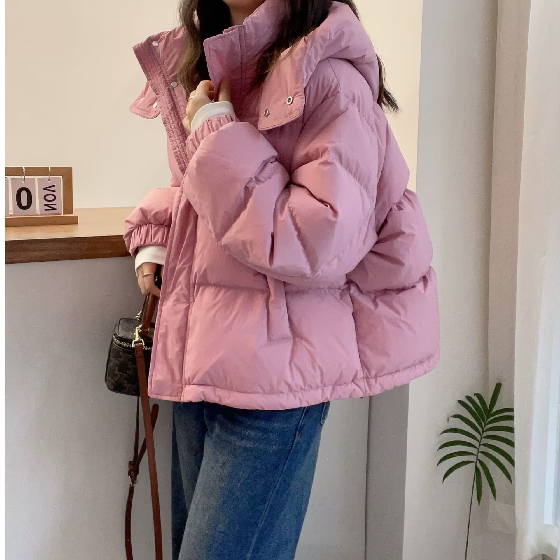 oversize 패딩 재킷 쇼트 스타일 후드 면 옷 면 의류 여성 2026 년 새로운 트렌디 가을 겨울철 재킷 두꺼움 목화 진딧물 상세 이미지 10