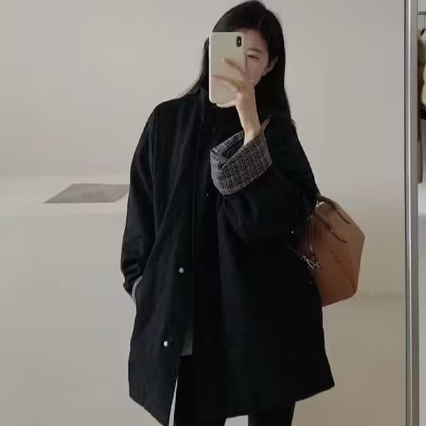 고급 센스 배색 솜을 넣은 면 의류 2026 폭발 신제품 스탠드 칼라 캐주얼 루즈핏 다용도 두꺼운 보온 바람막이 상세 이미지 5