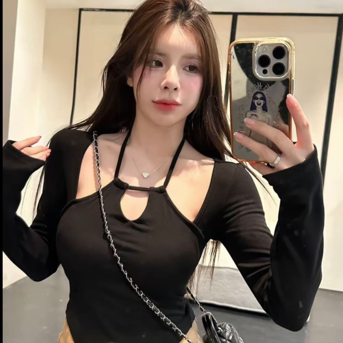 한국 스타일 몸매 가꾸기 긴팔 티셔츠 플러스 연삭 털 벨트 가슴 패드 슬림해 보이는 쇼트 스타일 맨위 이미지 2