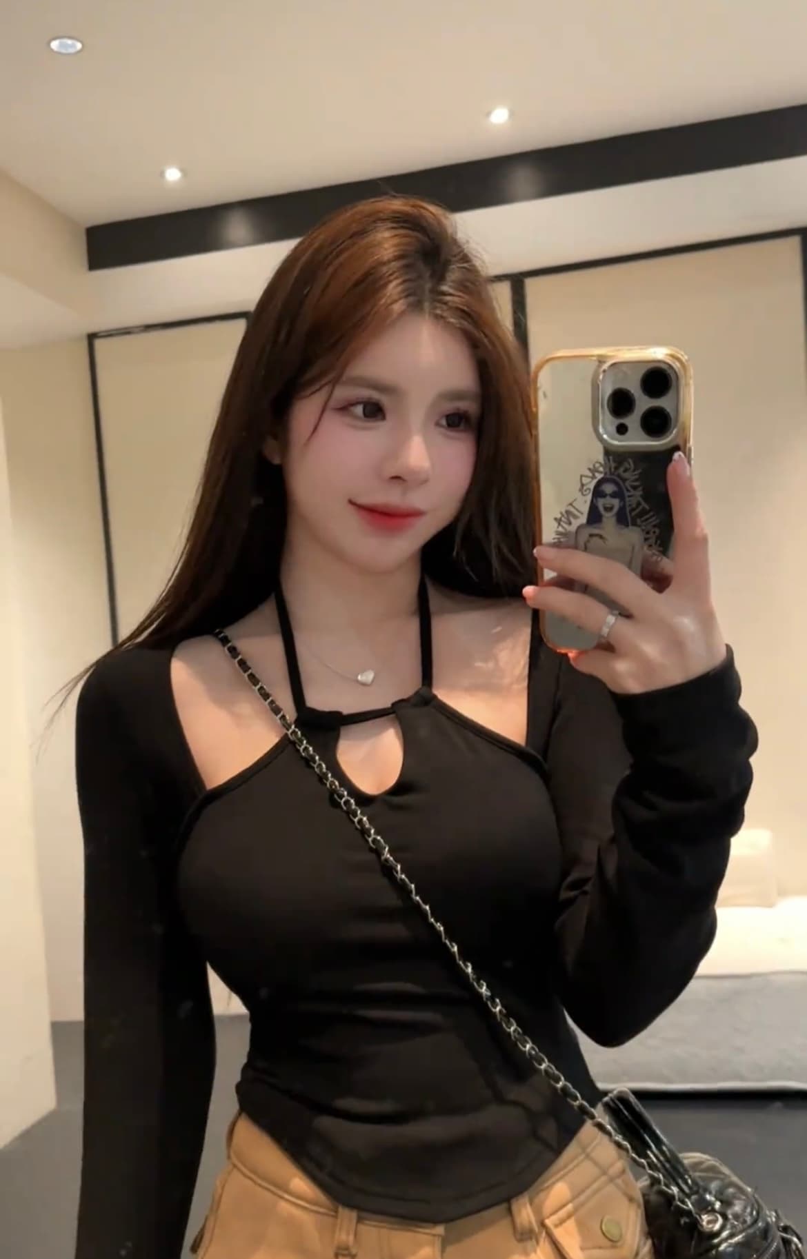 한국 스타일 몸매 가꾸기 긴팔 티셔츠 플러스 연삭 털 벨트 가슴 패드 슬림해 보이는 쇼트 스타일 맨위 상세 이미지 2