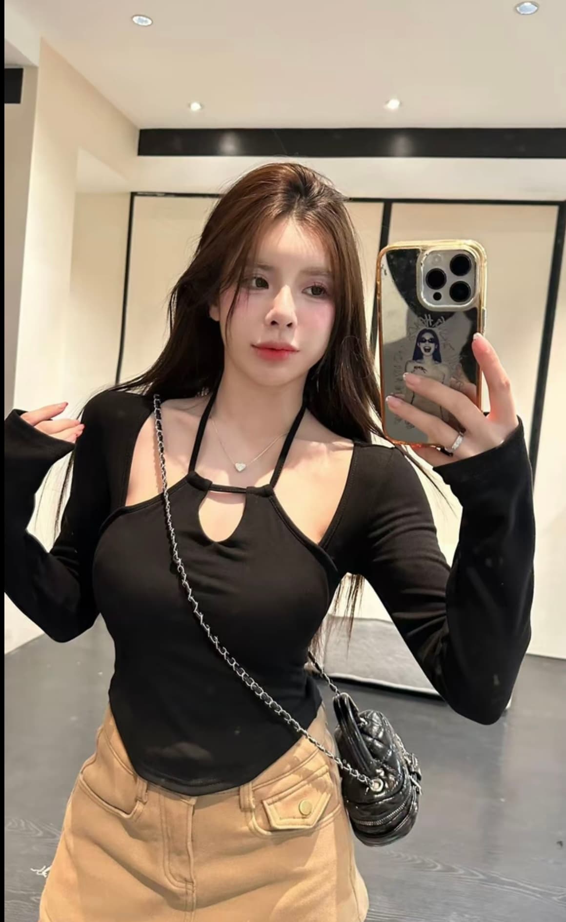 한국 스타일 몸매 가꾸기 긴팔 티셔츠 플러스 연삭 털 벨트 가슴 패드 슬림해 보이는 쇼트 스타일 맨위 상세 이미지 9