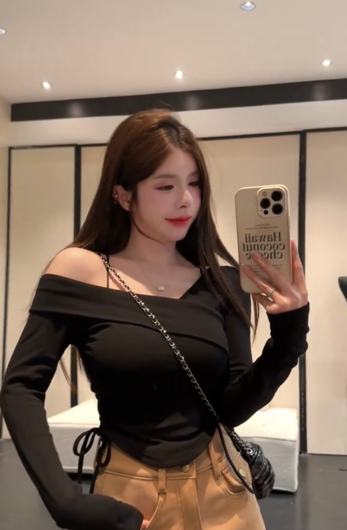 핫걸 바람 긴팔 몸매 가꾸기 비스듬한 어깨 패션 불규칙 두꺼운 플러스 연삭 털 맨위 상세 이미지 6