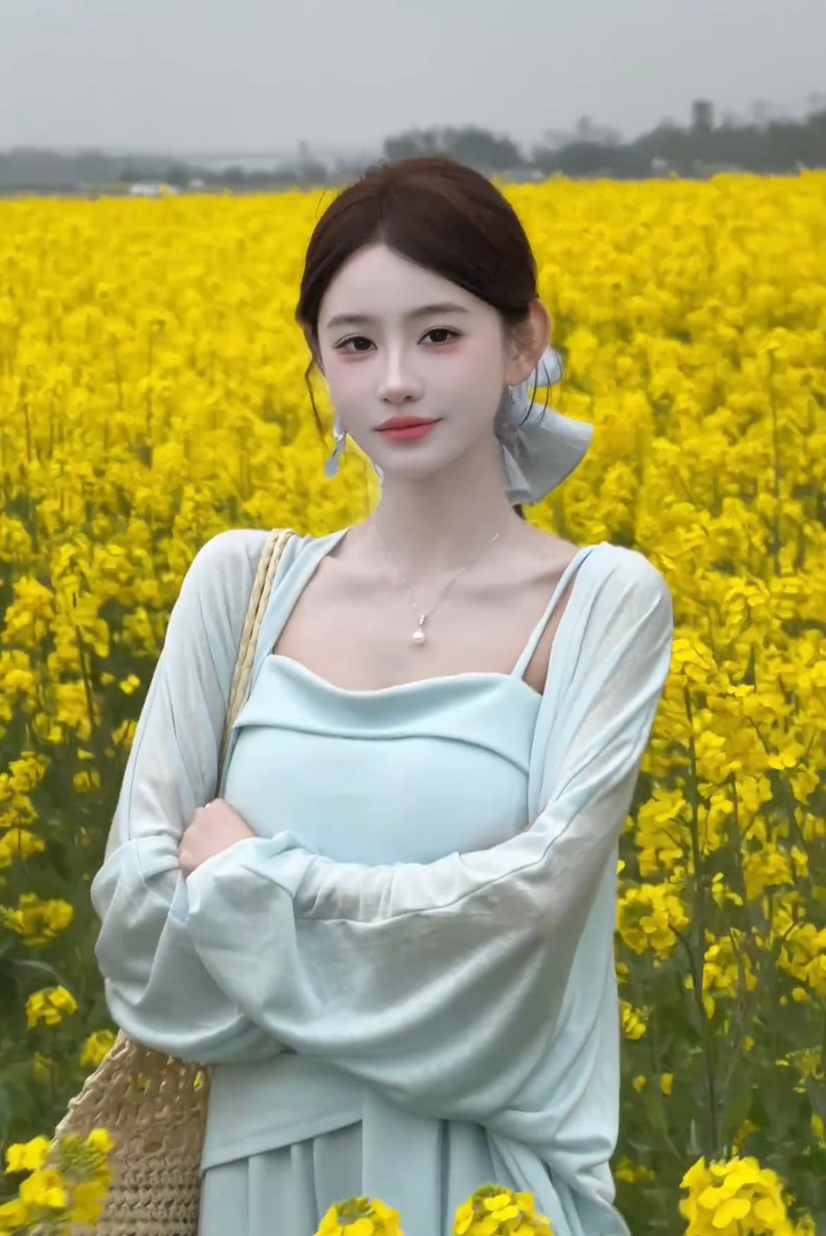 느긋한 바람 품격 핫걸 슬립 맨위 오픈 가디건 넓은 다리 길이 바지 여성 의류 2026 여름 새로운 휴가 3종 세트 상세 이미지 25