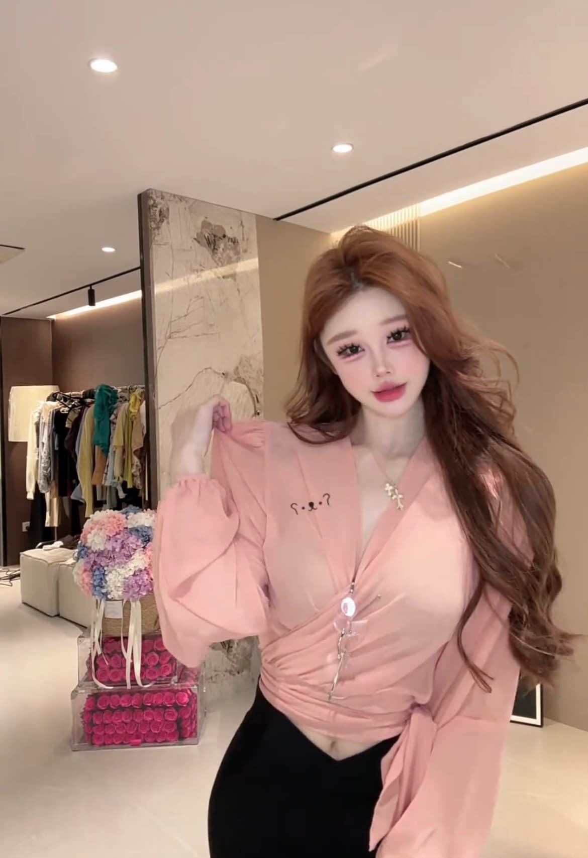 고유 한 아름다운 그레이트 봐. 의류 2026 디자인 센스 레이스업 허리 수축 맨위 하이웨이스트 슬림해 보이는 이미지 3