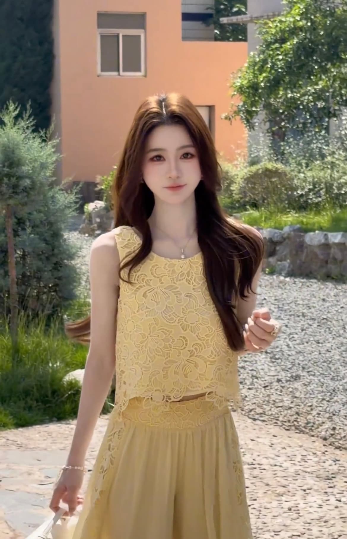 프랑스식 품격 레이스 몸매 가꾸기 민소매 맨위 넓은 다리 길이 바지 여성 의류 2026 여름 새로운 핫걸 캐주얼 세트 상세 이미지 1