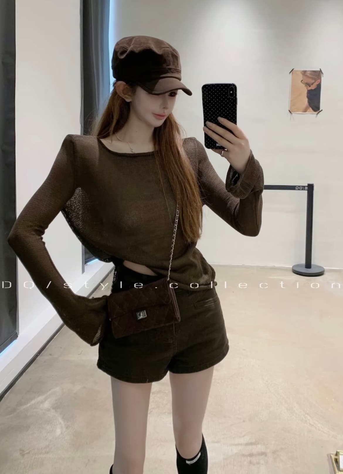 한 부서 느긋한 바람 라운드 넥 긴팔 티셔츠 여성 가을 새로운 몸매 가꾸기 슬림해 보이는 품격 외출용 인사이드 잡아라. 의류 이미지 4