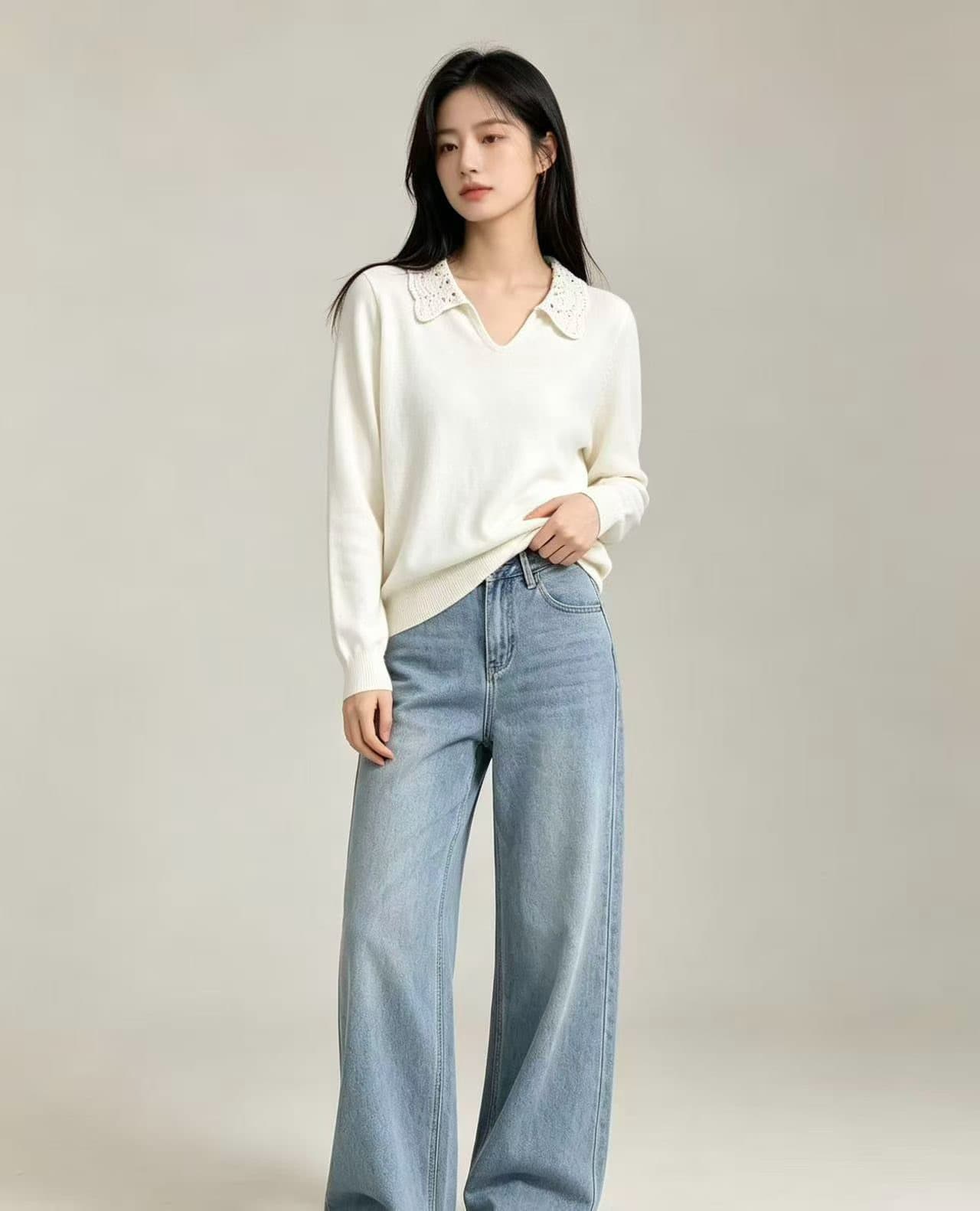 한 부서 홀로우 아웃 레이스 베이비 칼라 얼음 실크 티셔츠 여성 여름 루즈핏 디스플레이 얇고 작은 날다 소매 캐주얼 출퇴근 쇼트 스타일 작은 셔츠 상세 이미지 2
