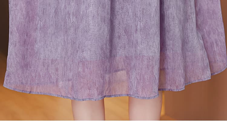 새로운 실크 여성 드레스 보라색 달콤함 뽕나무 누에 실크 우아한 허리 수축 슬림해 보이는 우아함 이중층 품격 치마 여름 상세 이미지 30
