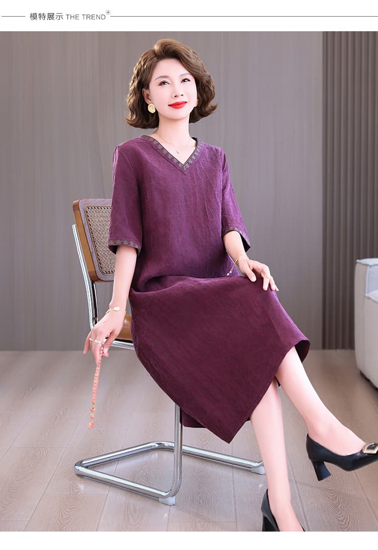 고급 항저우 비단 실크 엄마 치마 2026 년 여름 새로운 샹윈사 뽕나무 누에 실크 여성 드레스 상세 이미지 10