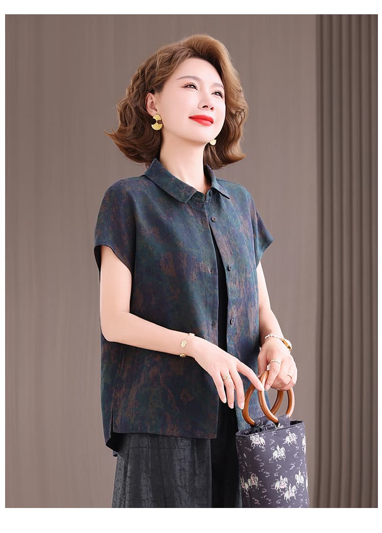레트로 POLO 셔츠 엄마 반팔 셔츠 2026 년 여름 새로운 빅 사이즈 여성 의류 지방 mm 패션 셔츠 상세 이미지 14