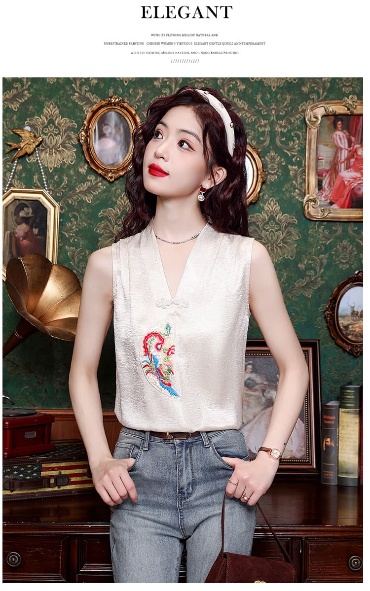 2026 여름 새로운 차가운 여름 디자인 센스 민소매 v 맨위 칼라 레트로 작은 대중 상세 이미지 14