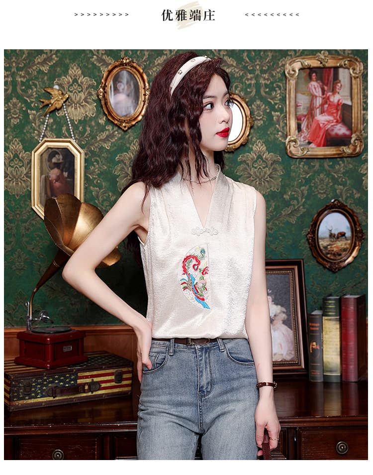 2026 여름 새로운 차가운 여름 디자인 센스 민소매 v 맨위 칼라 레트로 작은 대중 상세 이미지 17