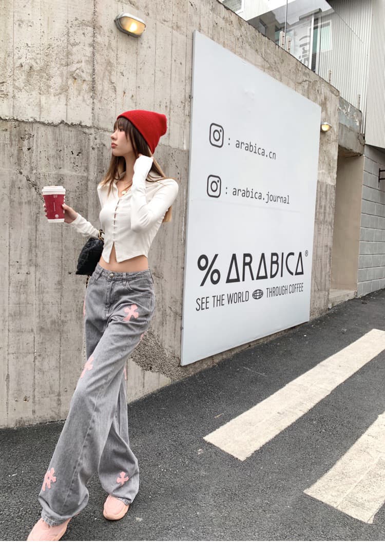 실사 2026 가을 새로운 유럽과 미국 스타일 디자인 센스 청바지 스트레이트 와이드 레그 팬츠 높음 거리 ins 트렌디 긴 바지 여성 상세 이미지 7